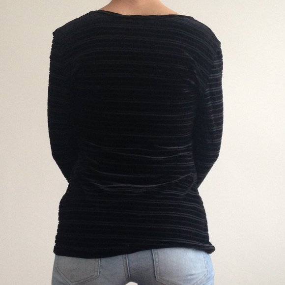 Classique Collection - Black Velvet Striped Shirt - Picture 5 of 5